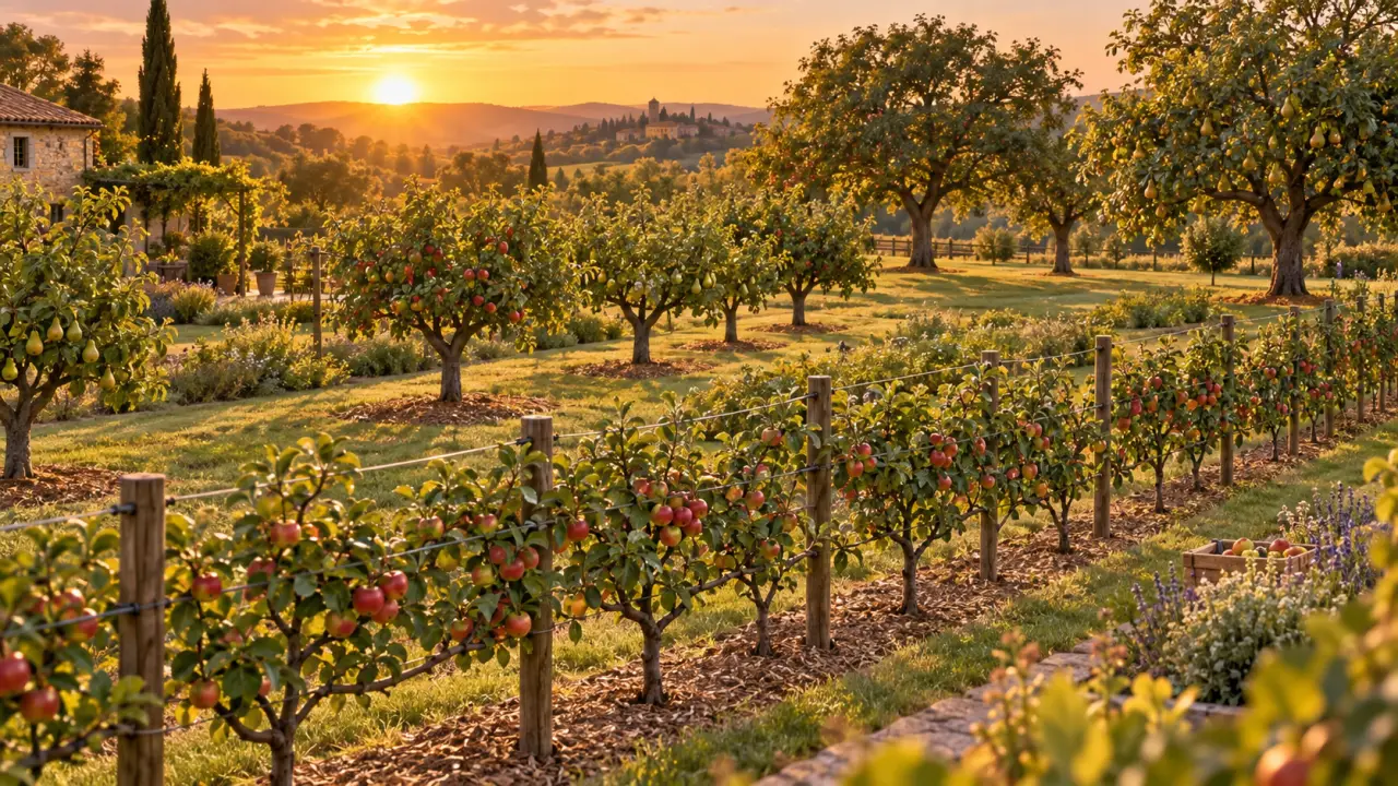 La distance entre les arbres fruitiers dépend du porte-greffe et de la forme du verger