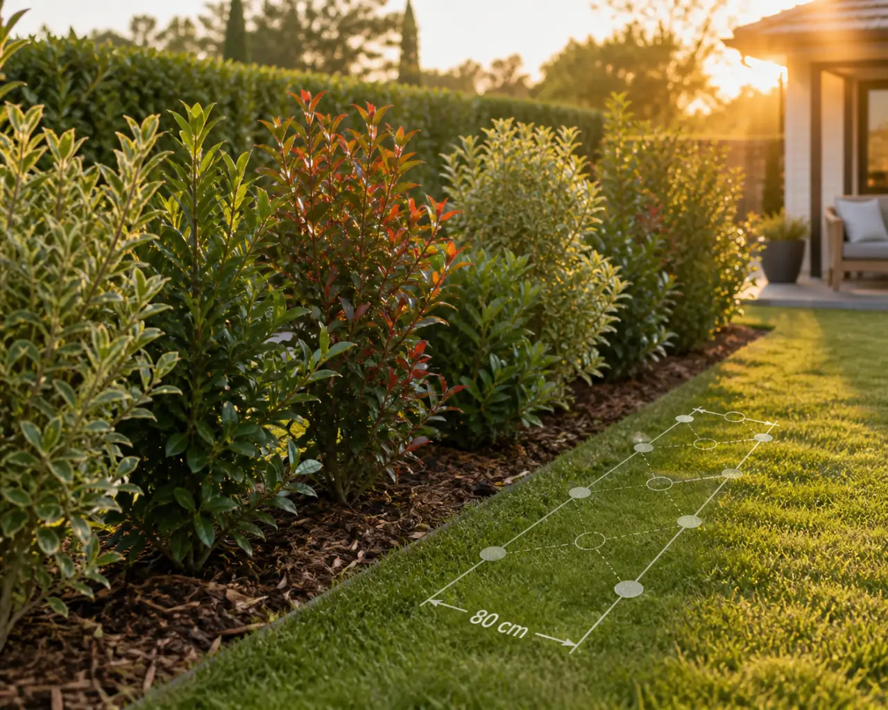 Haie persistante : 80 cm de plantation, quinconce et arbustes pour un brise-vue durable